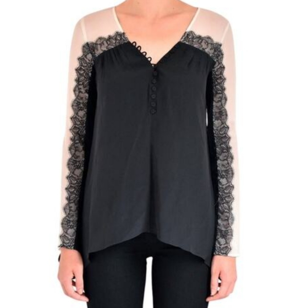 BCBG Maxazria Elegant Silk Lace Blouse